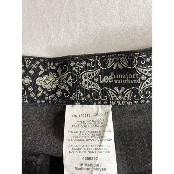 Lee Comfort Waistband Gray Pinstripe Wide Leg Womens Pants Size 16 Medium - Picture 4 of 5